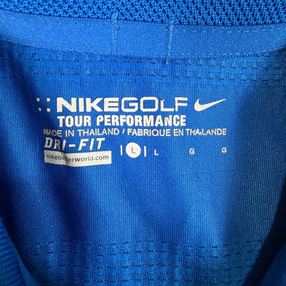 Nike Polo Shirt Mens Large Tour Performance Dri-FIT Blue Short Sleeve EUC